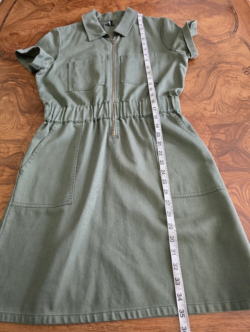 J.Crew Olive Green Utility Zip-Front Mini Dress Womens Size 4 Military Chic - Picture 10 of 10